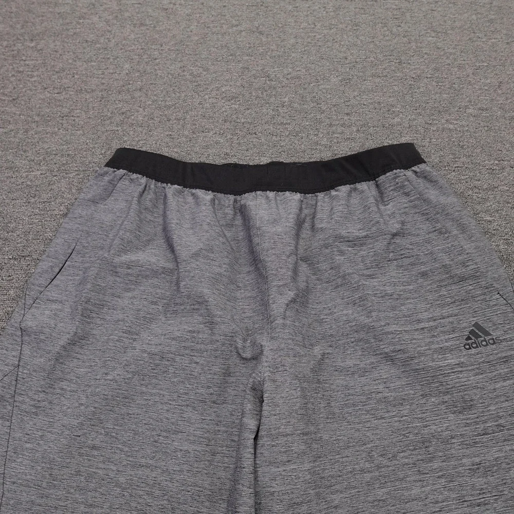 Adidas Shorts Mens XL Gray Jersey Athletic Drawstring Stretch Running Gym